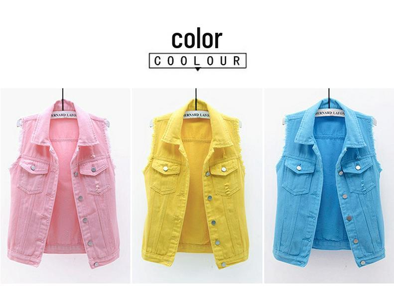 Damen Kurze Ärmellose Slim Denim Weste - Einfarbige Weste Strickjacke