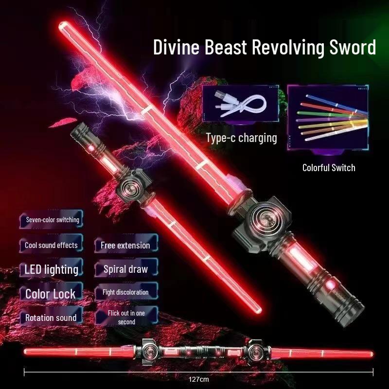 Telescopic Glowing Lightsaber Toy - Mythical Beast Design for Kids