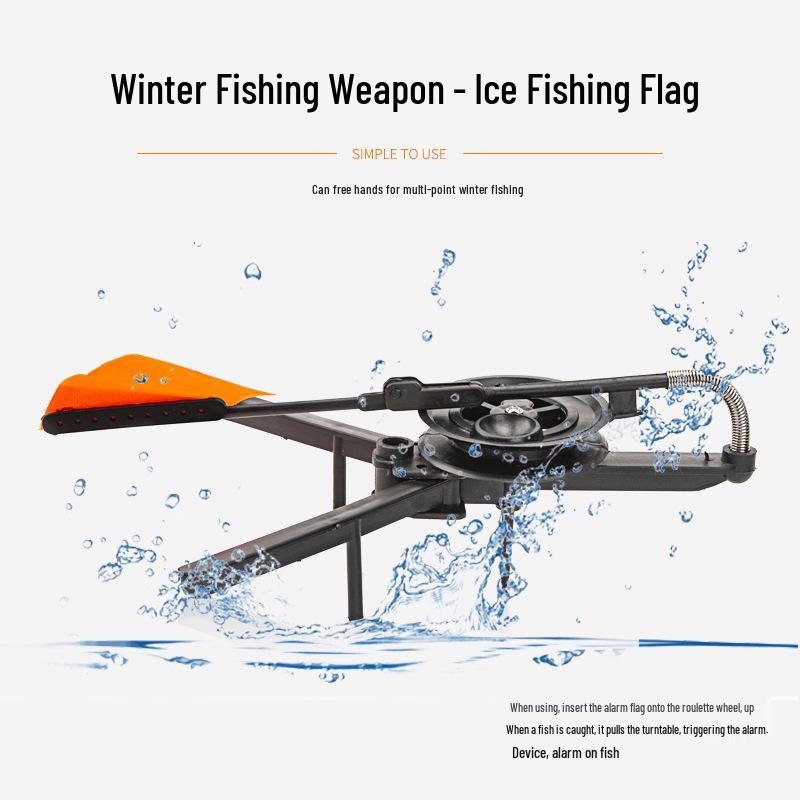 Black Folding Tripod for Winter Ice Fishing with Portable Storage and In-stock Ice Fishing Rod