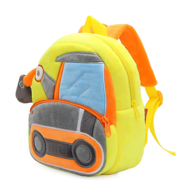 Boys Backpack Cute Excavator Children Plush Backpack Kindergarten School Bag