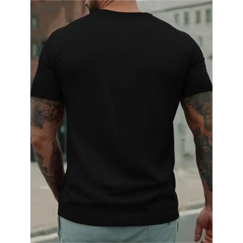 Print Outdoor Sports T-shirt For Men, Casual Short Sleeve, Round Neck Top, Fashion Trendy Tee, Summer Comfortable Top, Idea For Everyday Wear