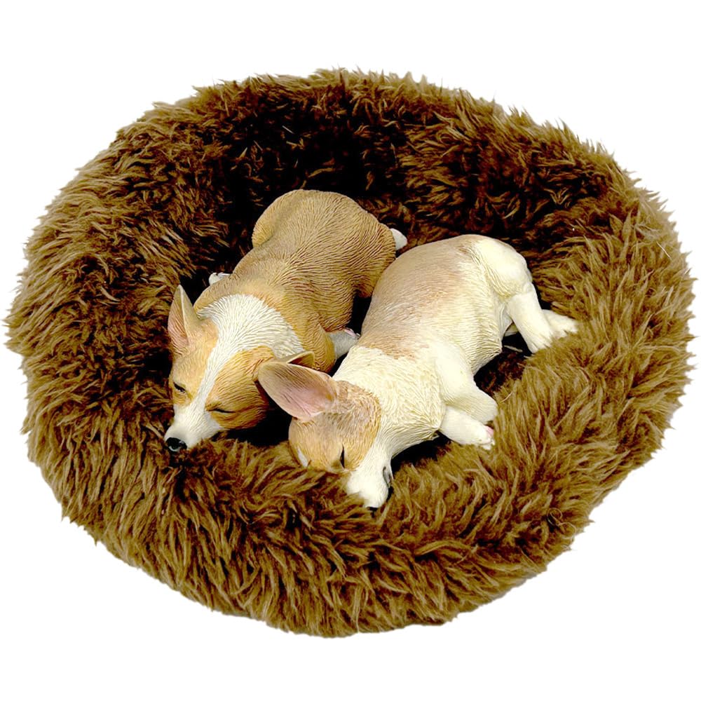 

moin moin 1/6 Scale Magnetic Corgi Figurine Ornament, Two Fluffy Dogs with Beds, Realistic and Lifelike, Sleeping Faces, Red, 2403fig36