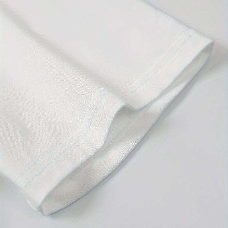 Solid Color Men's Polyester Short Sleeve, Lightweight Elastic & Breathable, Great for Daily Streetwear & Layering