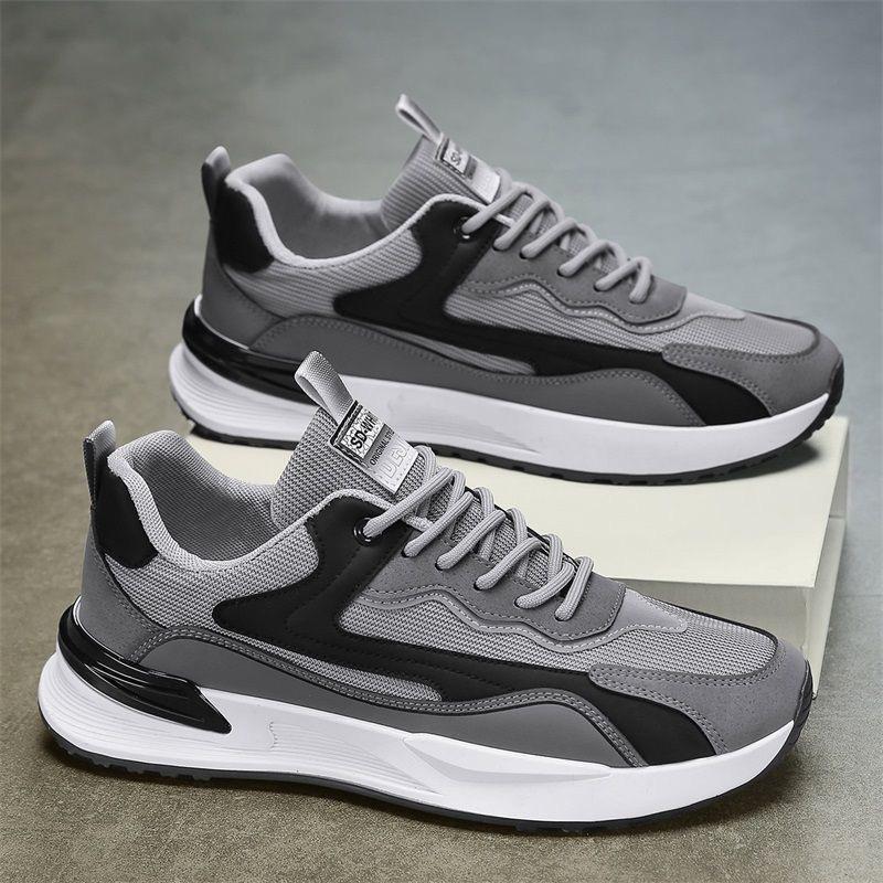 Sports Shoes Men's Foreign Trade Spring and Summer Thick-soled Simple Casual Shoes Teenagers Lace-up Mesh Breathable Men's Shoes