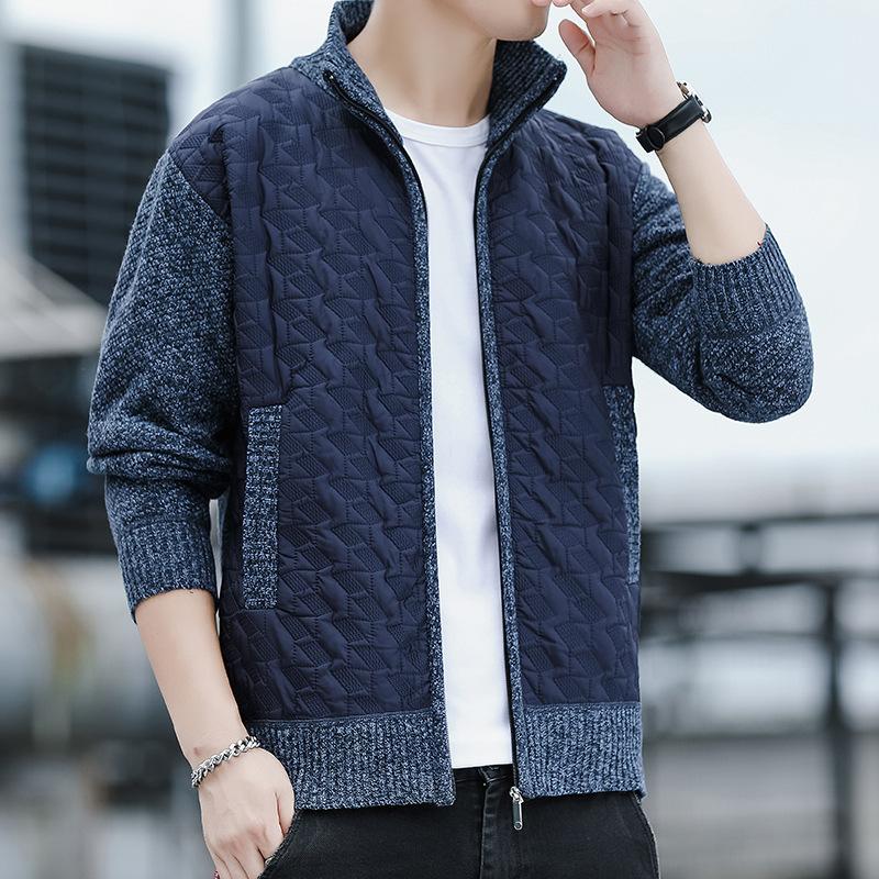 2025 Autumn and Winter New Men's Casual Stand Collar Jacket Versatile Zipper Cardigan Sweater