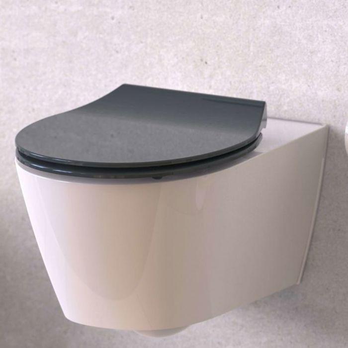 Abattant wc - schutte - 82704 - anthracite - système d'abaissement automatique - montage facile