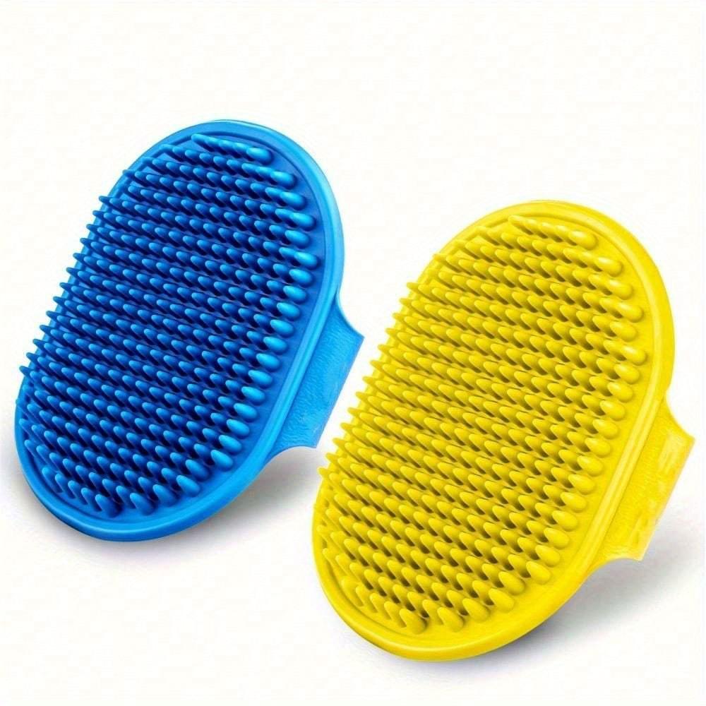 2PCS/1pc Pet Bathing Brush, Cat Massage Brush, Dog Bathing Gloves, Silicone Cleaning Rubber Bathing Comb With Adjustable For Long&Short Haired