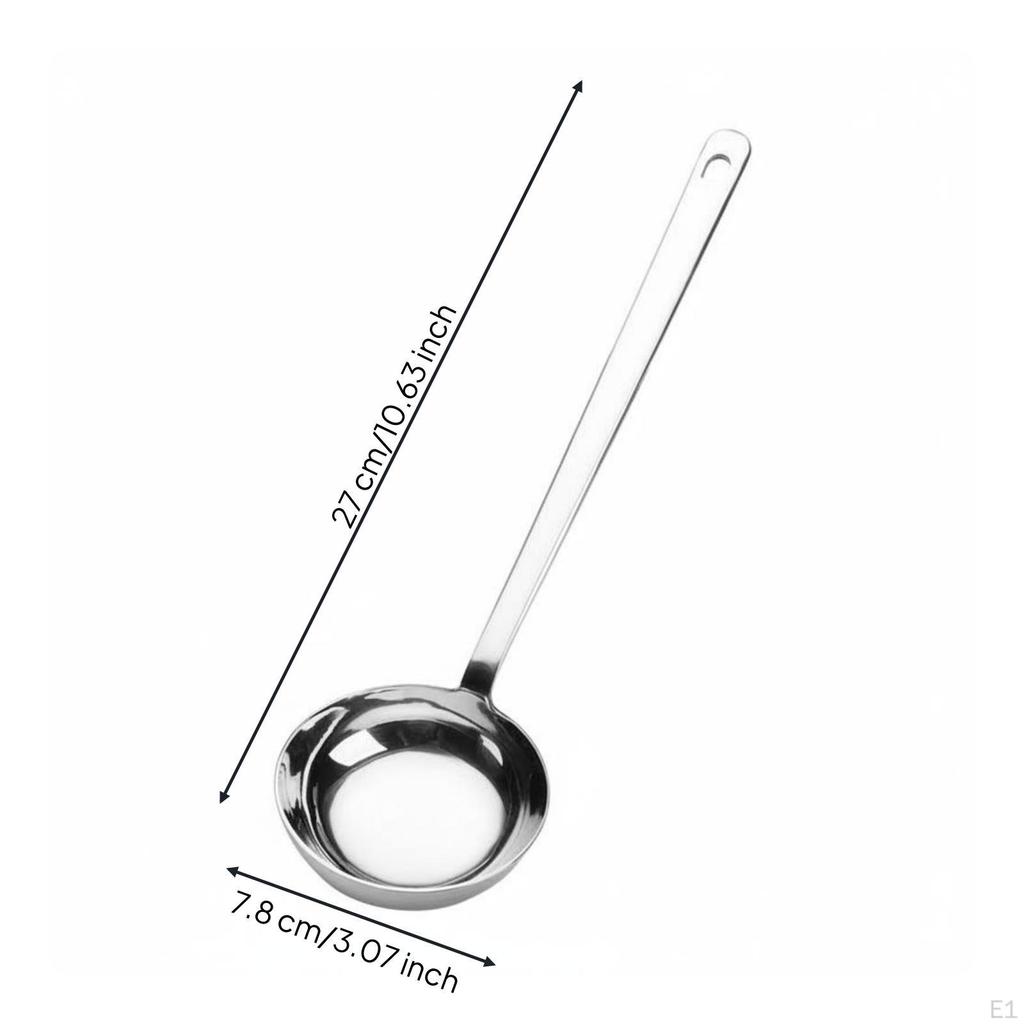 Stainless Steel Soup Ladle Long Handle FlatBottom Bright Finish Kitchenware
