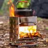 Stainless Steel Wood Burning Stove Outdoor Camping Hiking Picnic BBQ Cooking Folding Stove Portable Wood Burner Camp Stove with Ash Tray