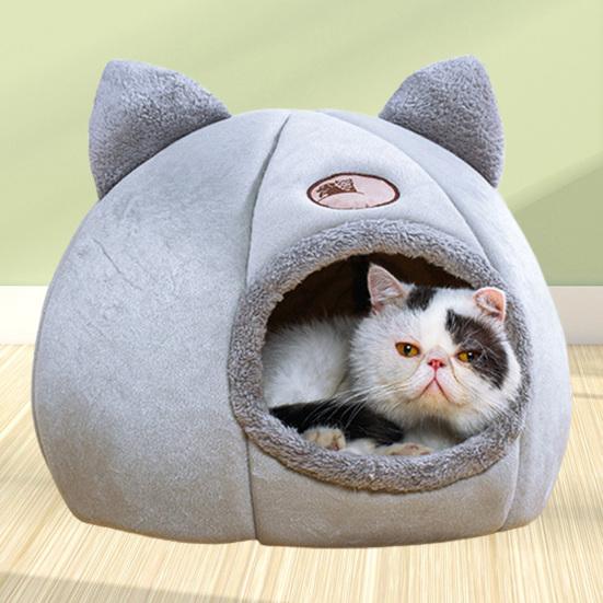 Yousheng Cat Nest Cat Head Design Non-Slip Fabric Stuffed Kitty Cave for Outdoor