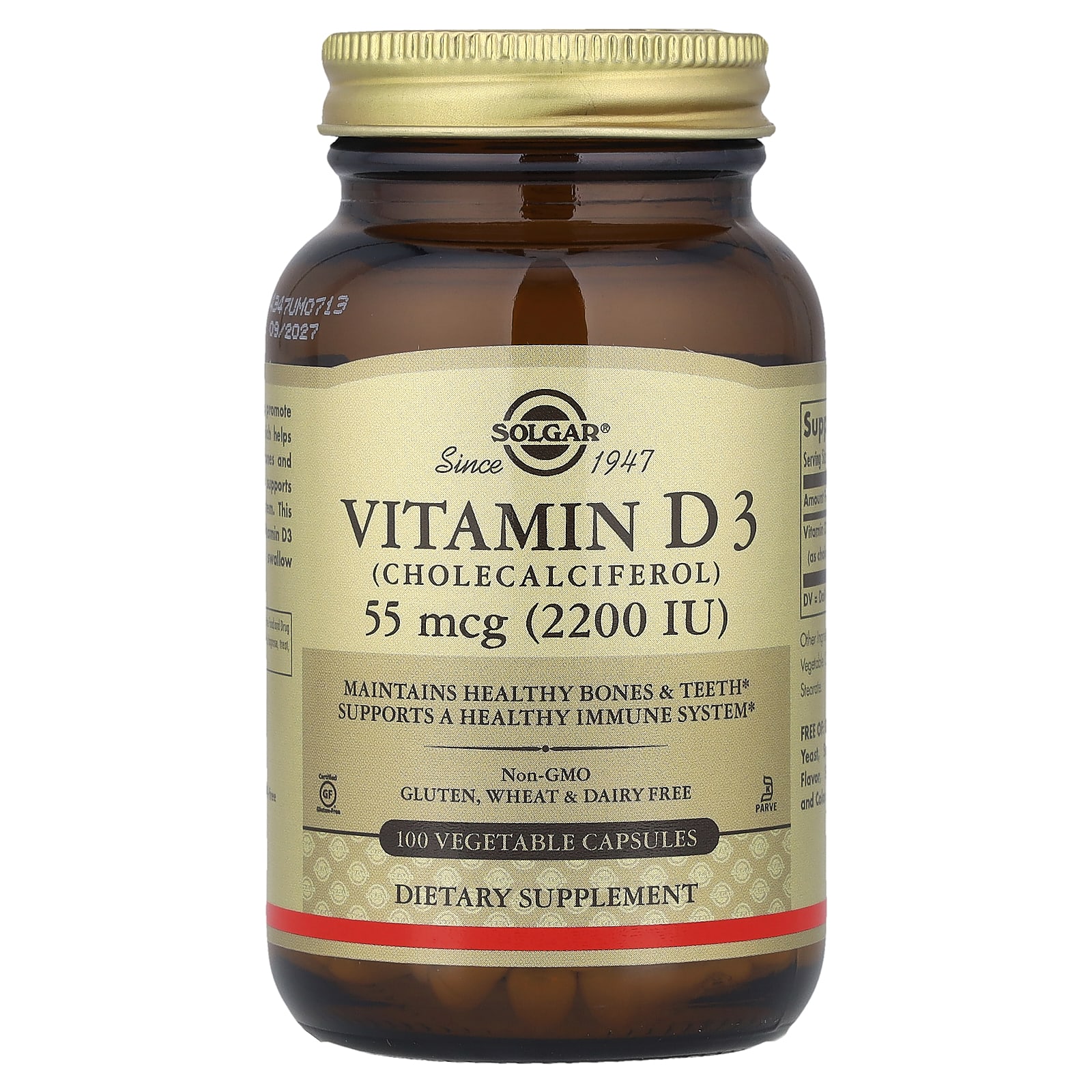 

Vitamin D3 (Cholecalciferol), 55Mcg (2,200Iu), 100 Veggie Capsules