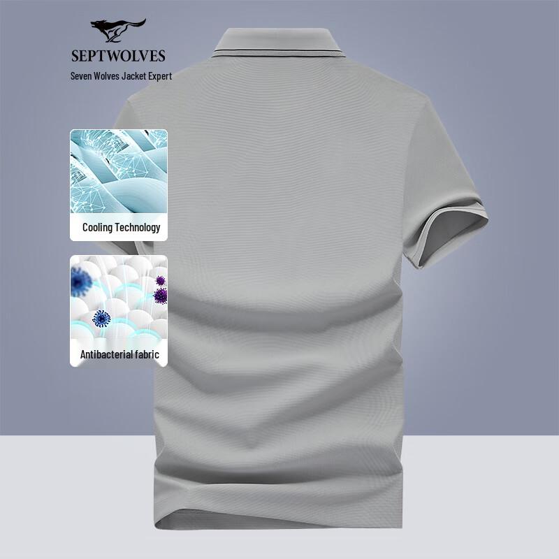

Septwolves Men s Waffle Knit Cool-Sense Antibacterial Short Sleeve Polo Shirt 2XL