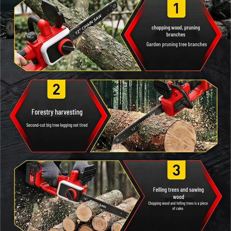 Milaide 21V Cordless Brushless Electric Chainsaw CN Plug (adapter Included)