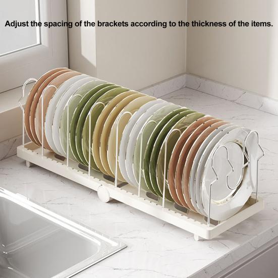 Pot Rack Stainless Steel Divider Expandable Design Adjustable Lid Organizer Kitchen Cabinet Storage Rack Pot Lid Holder