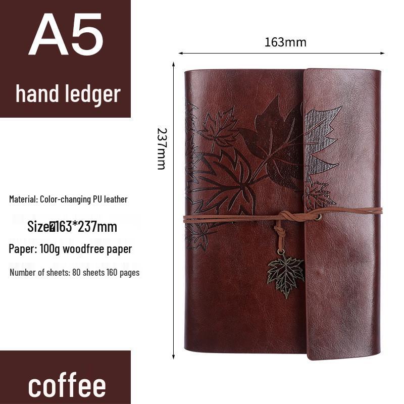 Retro Ribbon Tie Tri-fold Loose-leaf Notebook - Student Travel Notepad & Stamp Book