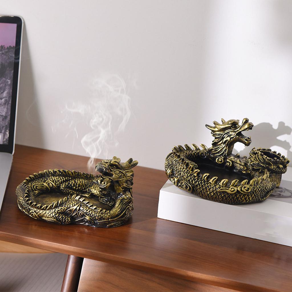 Artistic Dragon Resin Ashtray For Home Decor Office Desk Traditional Chinese Cultural Design Decorative Accessories