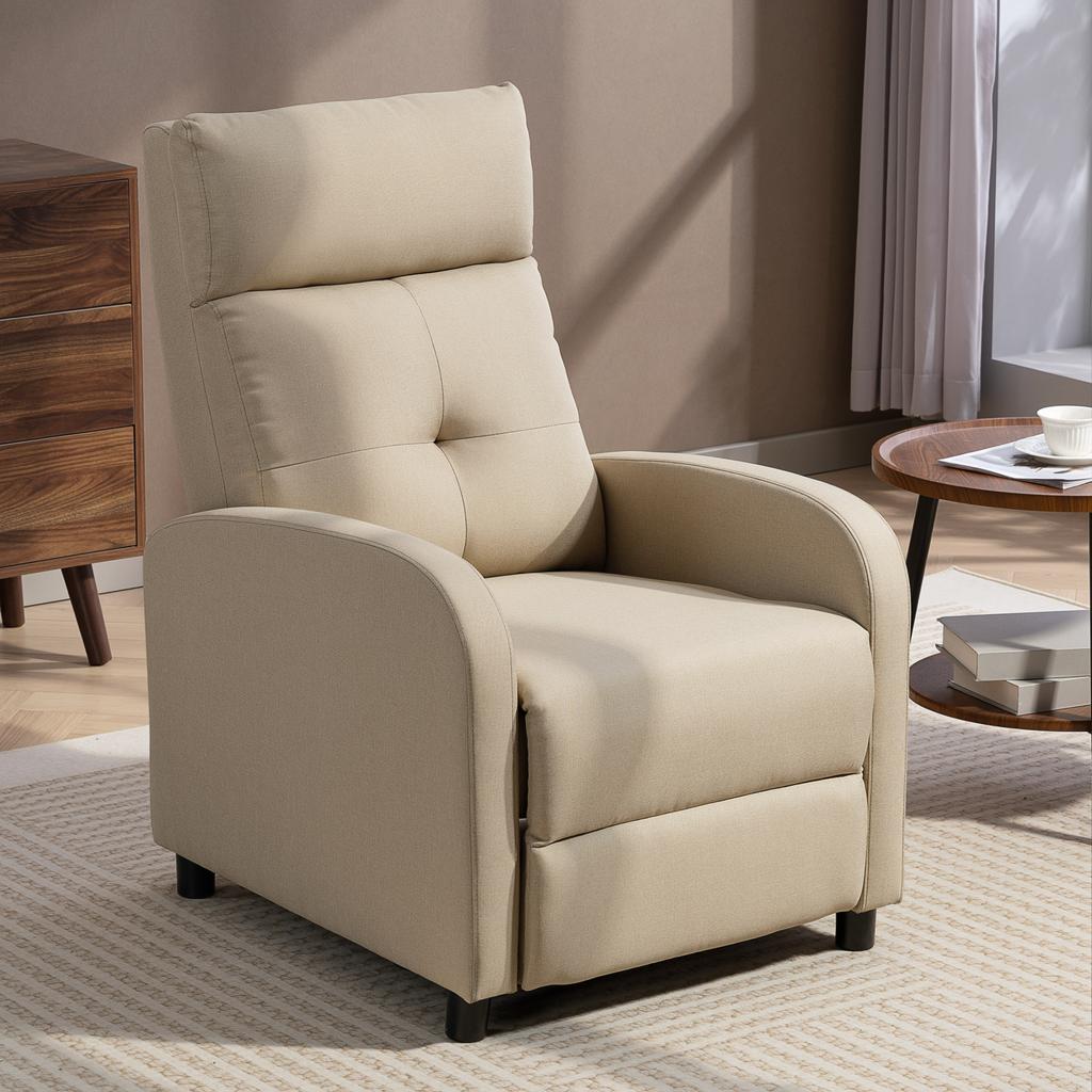 Recliner with Reclining Function, Extendable Footrest, Pocket Spring Core, up to 150 kg, Beige