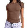 Sommer Damen Slim Fit Rundhals Milchseide T-Shirt, Y2K Mode Lässiges Crop Top für Damen
