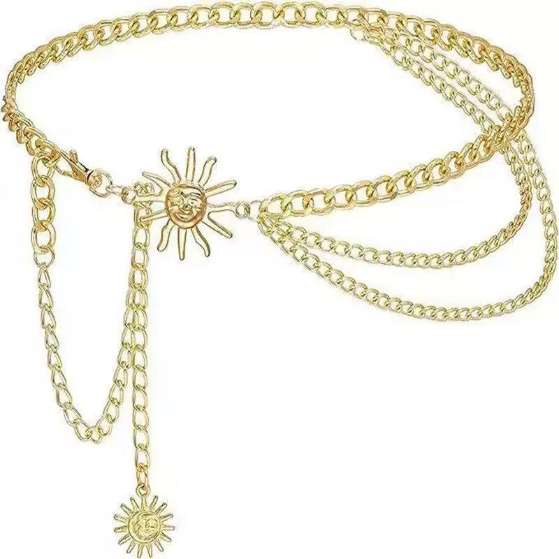 Catena da vita in metallo a girasole multistrato regolabile per donna