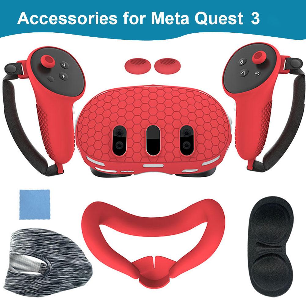 7pcs Accessories Set Front Shell Cover Anti-Scratch Protective Cover Controller Grips Face Cover Washable for Meta Quest 3