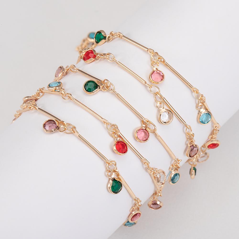 1Meter Crystal Glass Bead Copper Chains for Bracelet Necklace Jewelry Making DIY Colorful Charms Bohamian Handmade Accessories