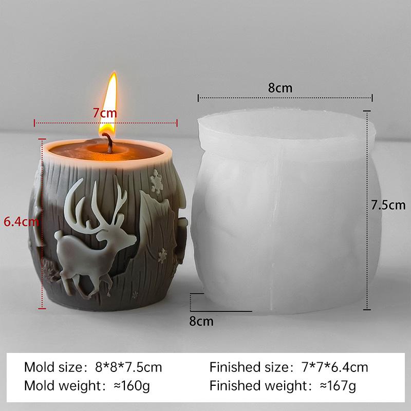 3D Cylinder Christmas Elk Silicone Mold DIY Christmas Reindeer Aroma Candle Resin Ornaments Mold Home Decoration Crafts Molds