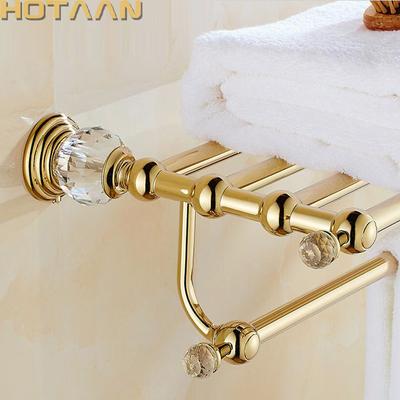 Suporte de Toalha de Banho Dourado Montado na Parede em Aço Inoxidável Suporte Ativo de Toalha para Banheiro Prateleira Dupla para Toalhas Acessórios de Banheiro