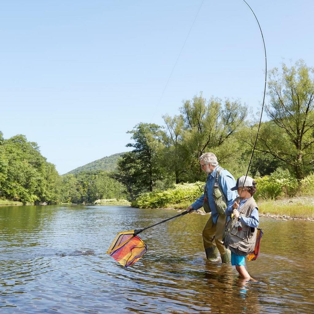 KOMCLUB Tamo Net Foldable Landing Net Glass Fiber Telescoping Adjustable Triangular Net One Touch Net Rubber Coating Lightweight Portable For Fishing