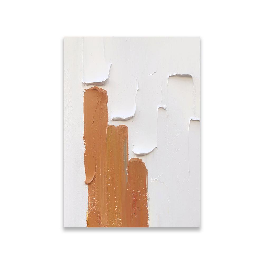 Beige Minimalist Canvas Painting Prints Beige and White Textured Print Abstract Orange Painting Living Room Beige Abstract Decor 21X30CMNo Framed