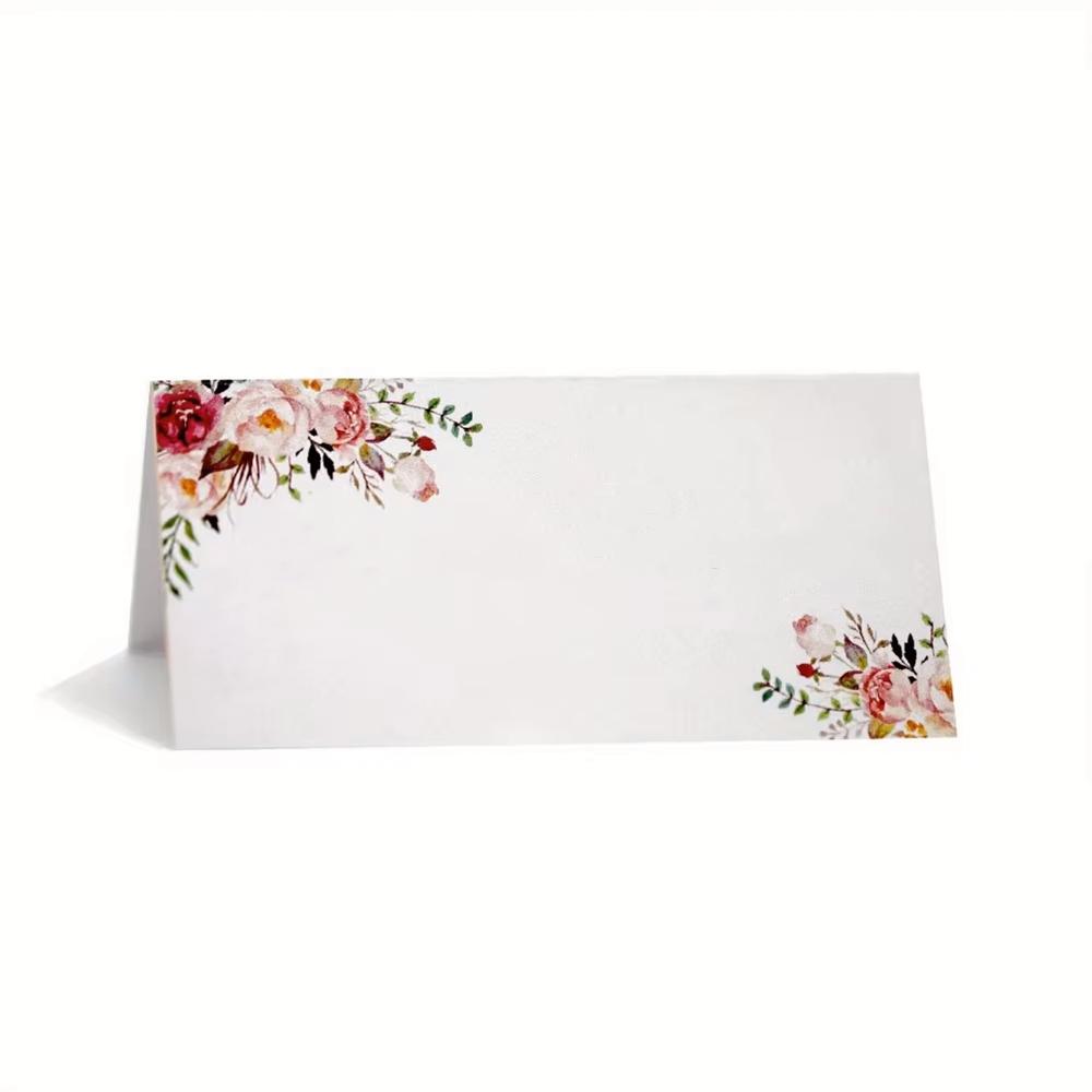 50pcs Flowers Plants Printed Number Card Name Pla Cards Tabletop Card Party Supplies Greeting Card Banquet Wedding Seat Cards