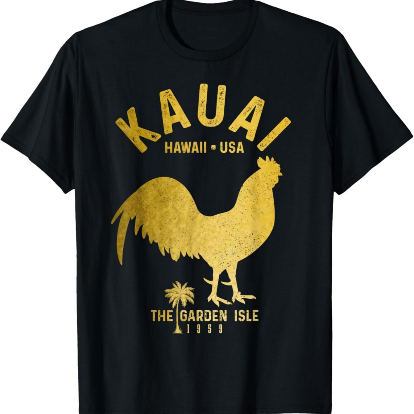 Кауаи 1959 Садовый остров Курица Гавайи Винтажная гавайская футболка S