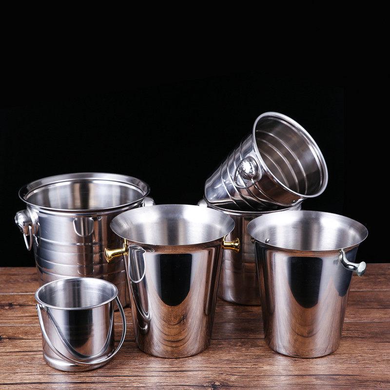 ZISIZ Thickened Stainless Steel European Style Bar Ice Bucket