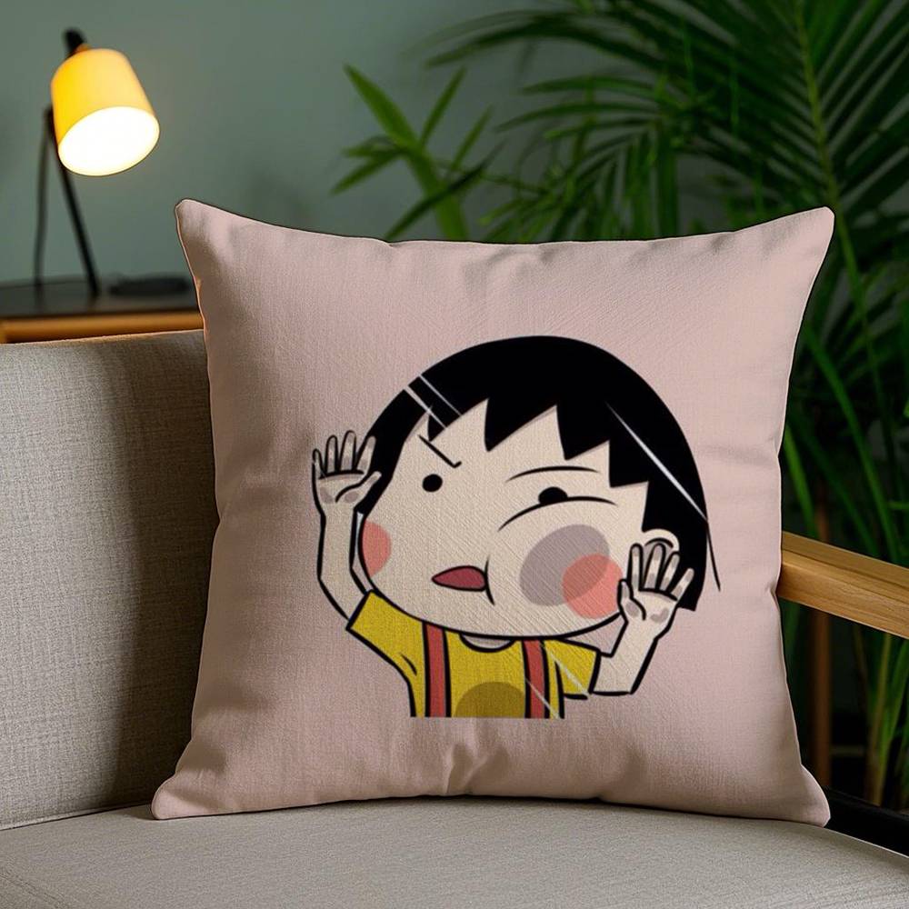 Cartoon Chibi M-Maruko-ChanS Pillow Case Sofa Short Plush Double-sided HD Printing Room Home Office Gift Cushion Cover