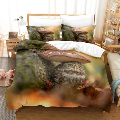 Uil Dekbedovertrek Set King/Queen Size, mooi Baby Uil Dekbedovertrek op Een Boom, schattige Wilde Dieren Polyester Beddengoed Set voor Jongens Tieners