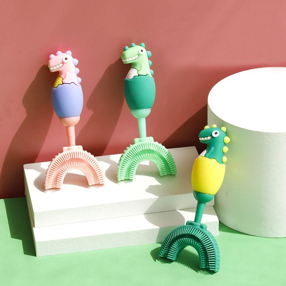 360 Degree U-shaped Tooth Brush Soft Children Teeth Cleaning Dinosaur Baby Toothbrush  Boy Girl