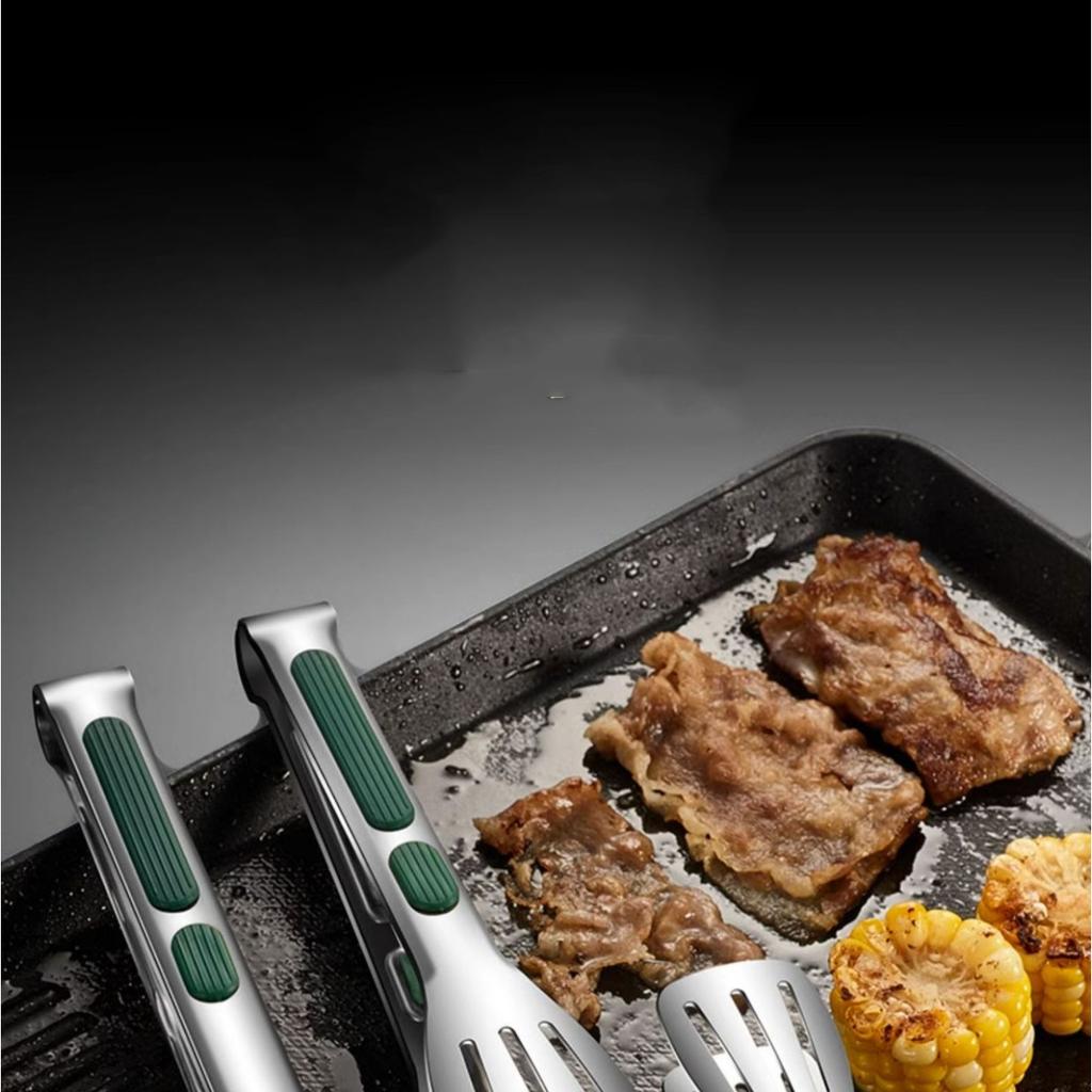 Food Grade Stainless Steel Kitchen Tongs for Cooking,BBQ,Heavy Duty Locking Metal Food Tongs Non-Slip Grip