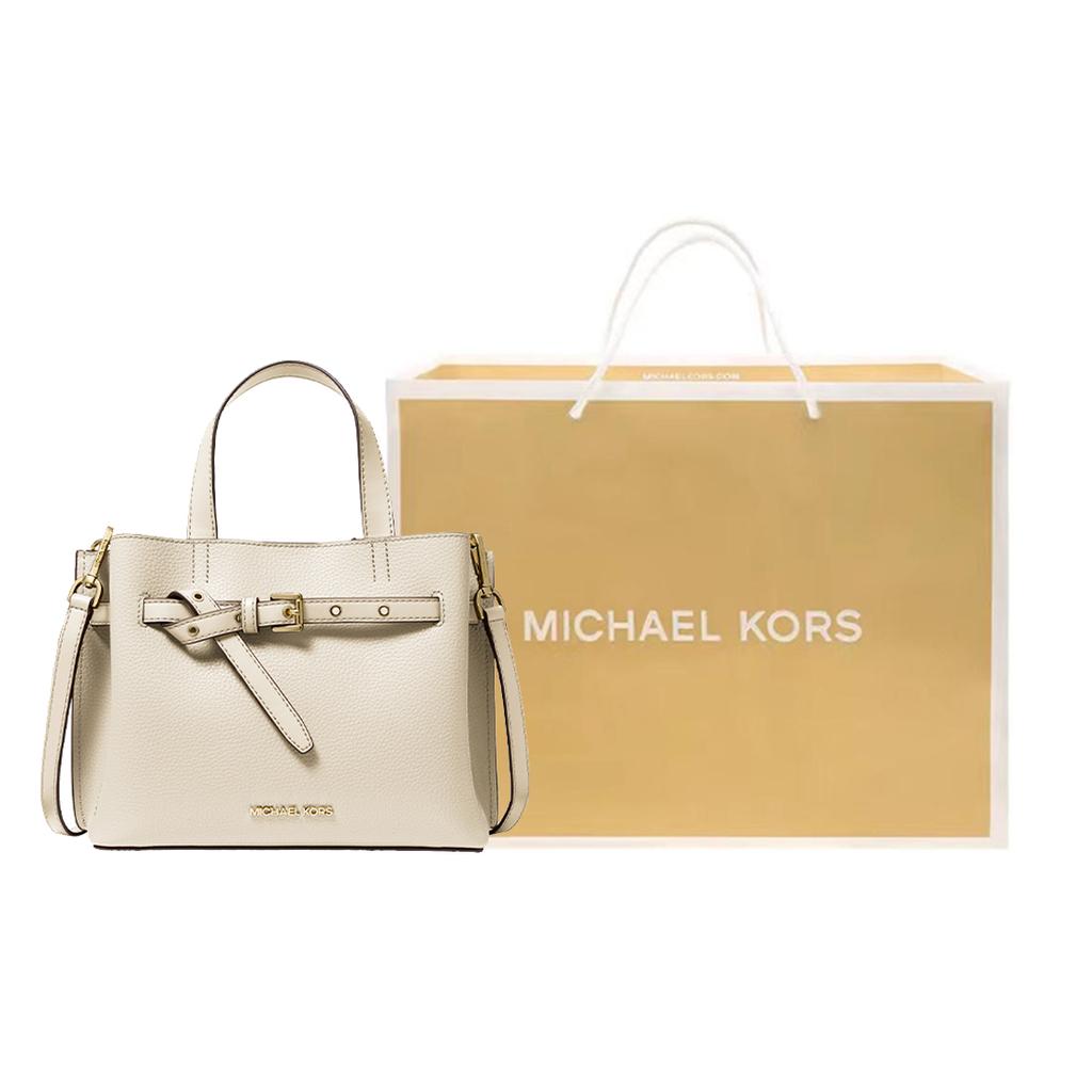 New MICHAEL KORS Emilia Cow Leather Tote Bag, Shopping Bag, Commuter Bag, Crossbody Handbag Trumpets Women's Milk White 35F0GU5S5T-289