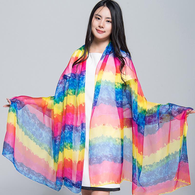 Extra Large Korean Style Chiffon Scarf - Versatile Beach Towel and Sun Protection Shawl for Women