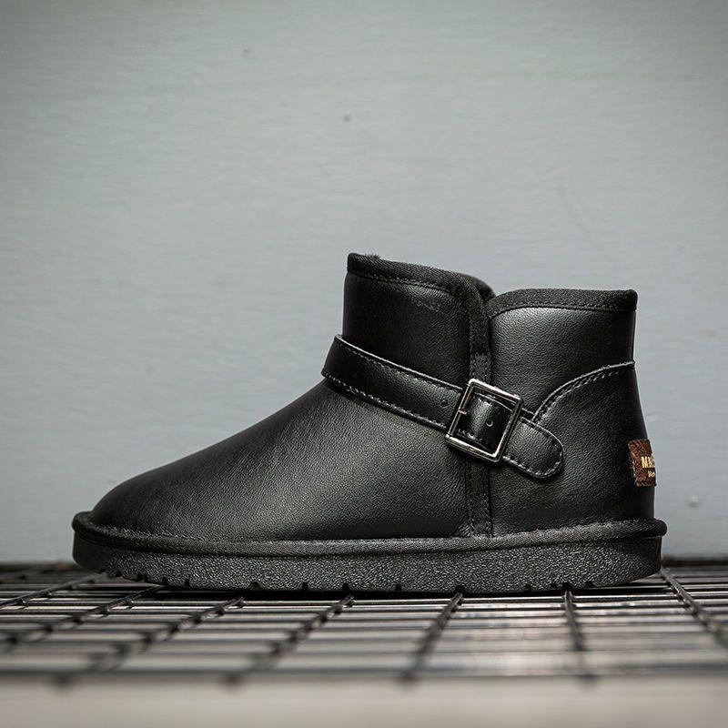 Men’s Winter Waterproof PU Leather Snow Boots with Velvet Lining, Non-Slip, Large Size