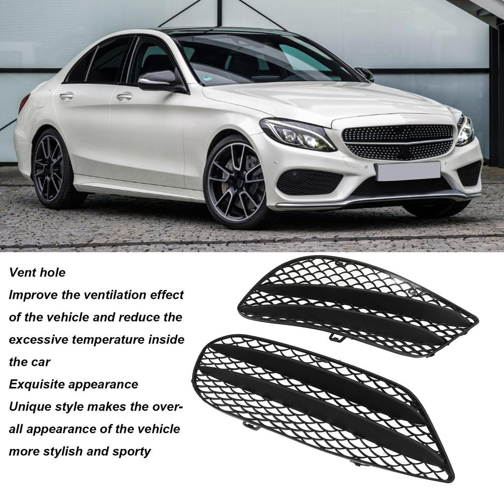 Black Front Bumper Fog Light Grille Set (1 Pair) for Mercedes-Benz E-Class Coupe W207, A207, C207, and AMG Line (2013-2016)