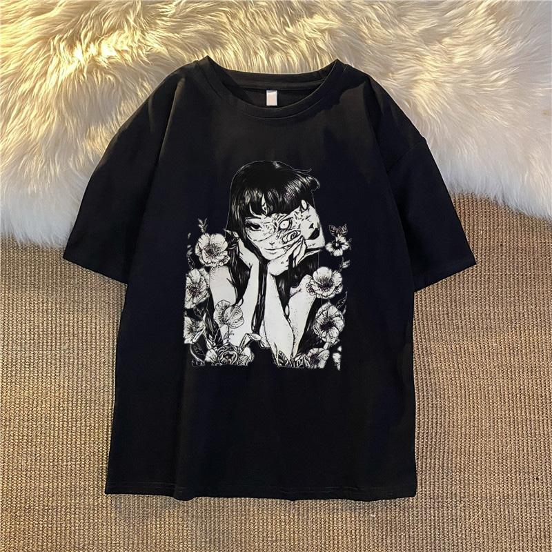 Tricou Harajuku de vară Benzi desenate de groază Gotic desen animat imprimeu Punk Tricouri japoneze Top Vogue Unisex stil vintage