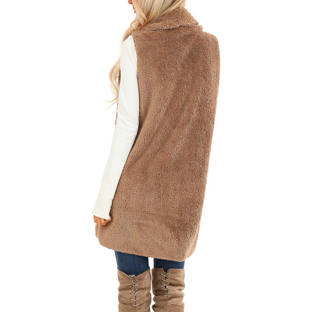 Womens Sleeveless Faux  Cardigan Fluffly Vintage Shaggy Vest Jacket Long Coat