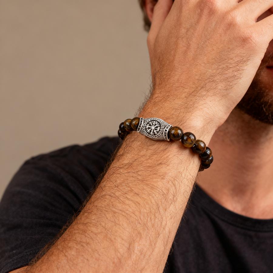 Noter Retro Men Bracelet 8mm Stone Beaded Braslet 5 Colors Available Meditation Healing Viking Hand Accessories Pulseria Hombre