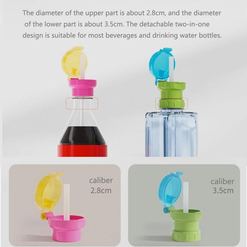 New Mineral Water Bottle Cap with Straw Convertible Head Baby Kids Anti-Choking Portable Outdoor Storage Leak-proof Accessories