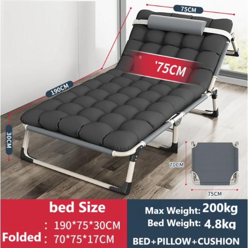 Backrest Adjustable Office Afternoon Nap Recliner Portable Folding Single Bed Wide Surface Lightweight Foldable Bed
