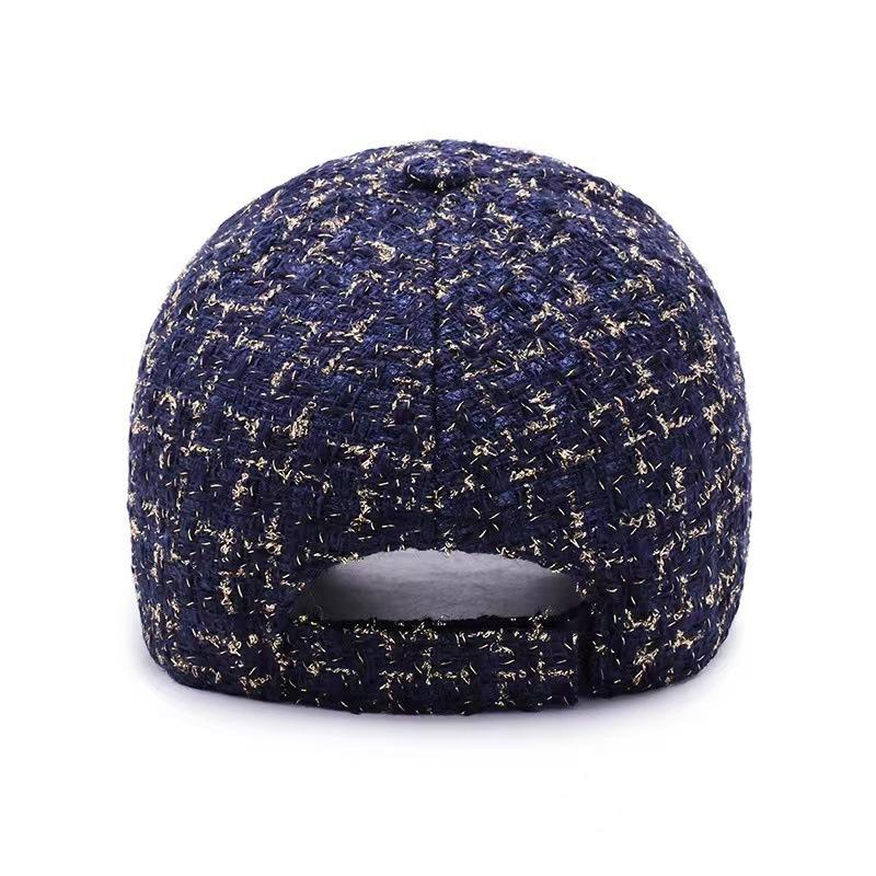 Autumn Winter Women Baseball Cap Fashion Gold Thread Tweed Snapback Caps Female Adjustable Outdoor Warm Sun Hat Elegant Dad Hats
