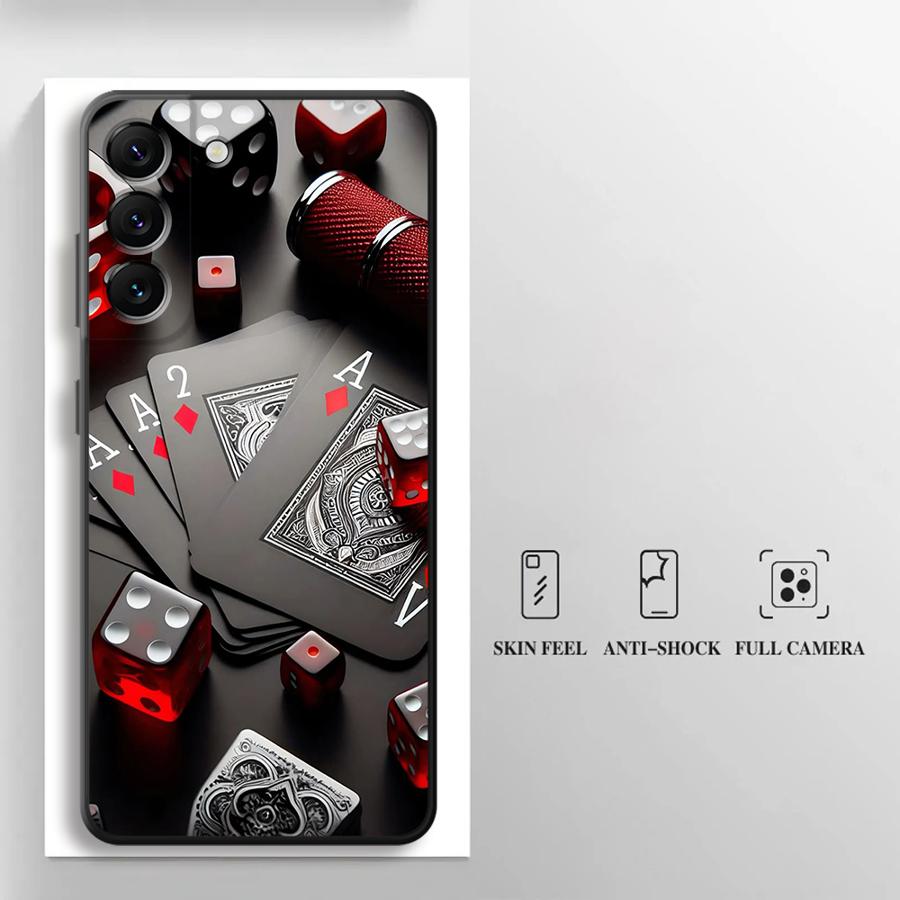 Poker Cards And Dice Phone Case for Samsung Galaxy A20s A50s A70s A03s A04s A04e A05s A12 A13 A14 A15 A16 Soft case