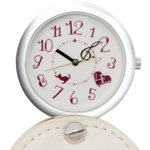 Fieldwork Analog Watch, Cat Piano Design, Bag Charm Watch with Magnifying Glass, LW038-1, Women's, Brown