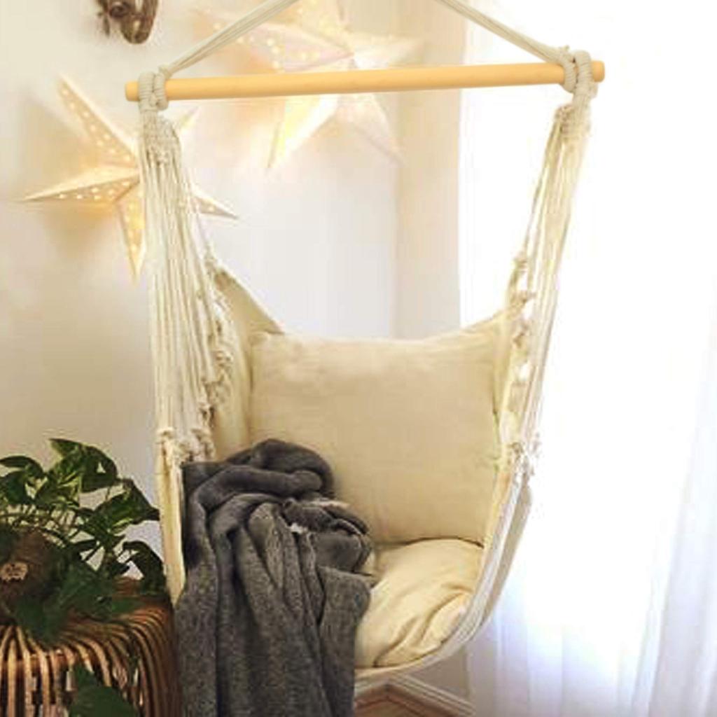 Hanging Hanging Hammock Rope Canvas Garden For Adults For Chair Load Capacity Includes 2 Cushions Chair, Type, Chair, Camping, Chair, Hand-knitted