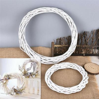 10-30CM White Wreath Garland Hanging Vine Ring Christmas Rattan Ring DIY Craft Xmas Ornaments Xmas Party Decorations
